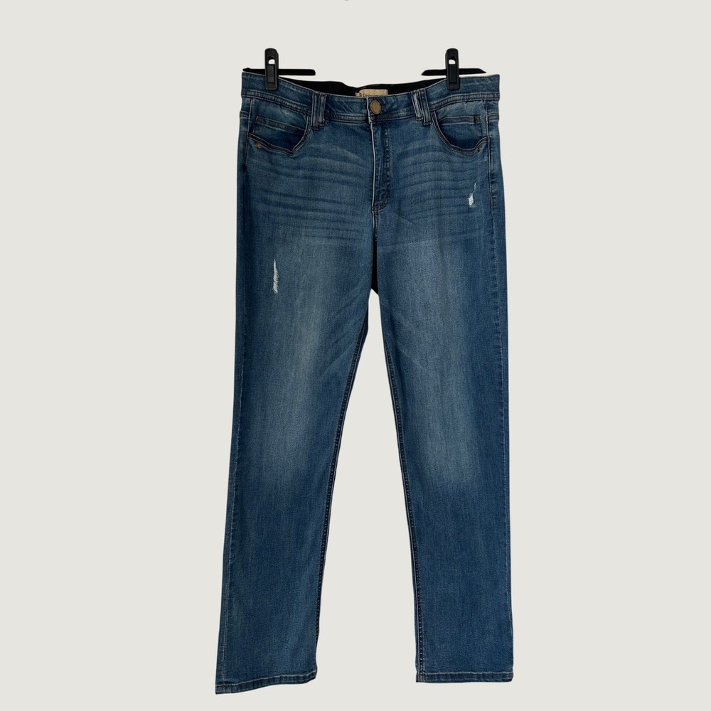 Democracy Jeans Women 16 Blue Ab Technology Straight Leg Distressed B2029KECCXX